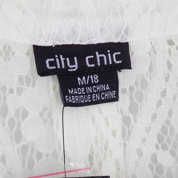 City Chic Lace Shirt Size 18 Ivory Button up - Picture 4 of 4